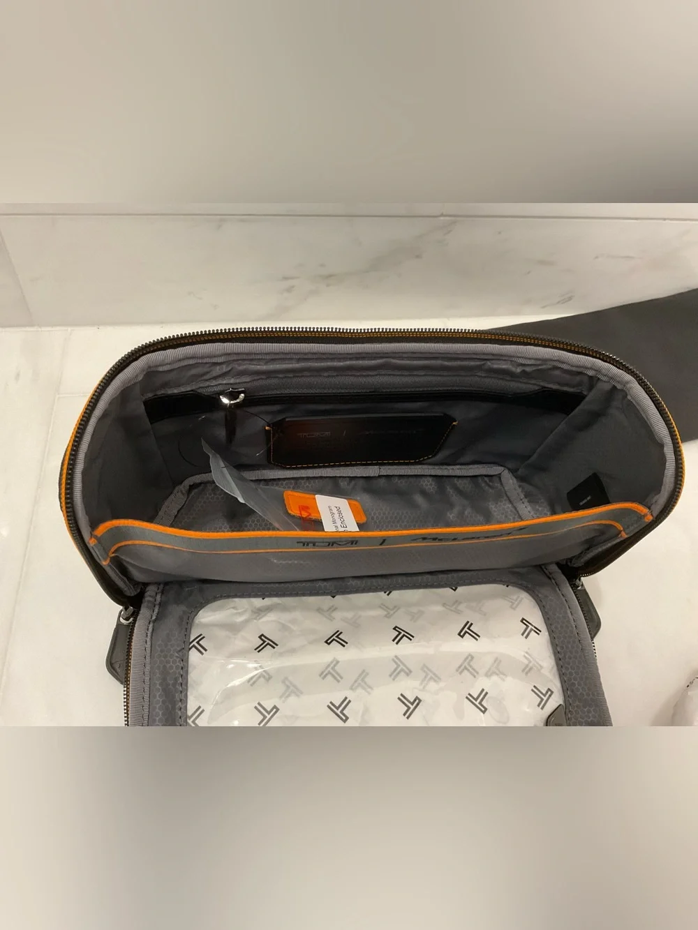NEW Tumi McLaren REMEX 10.0” x 5.25” Accessory Kit Bag - BLACK & PAPAYA ORANGE